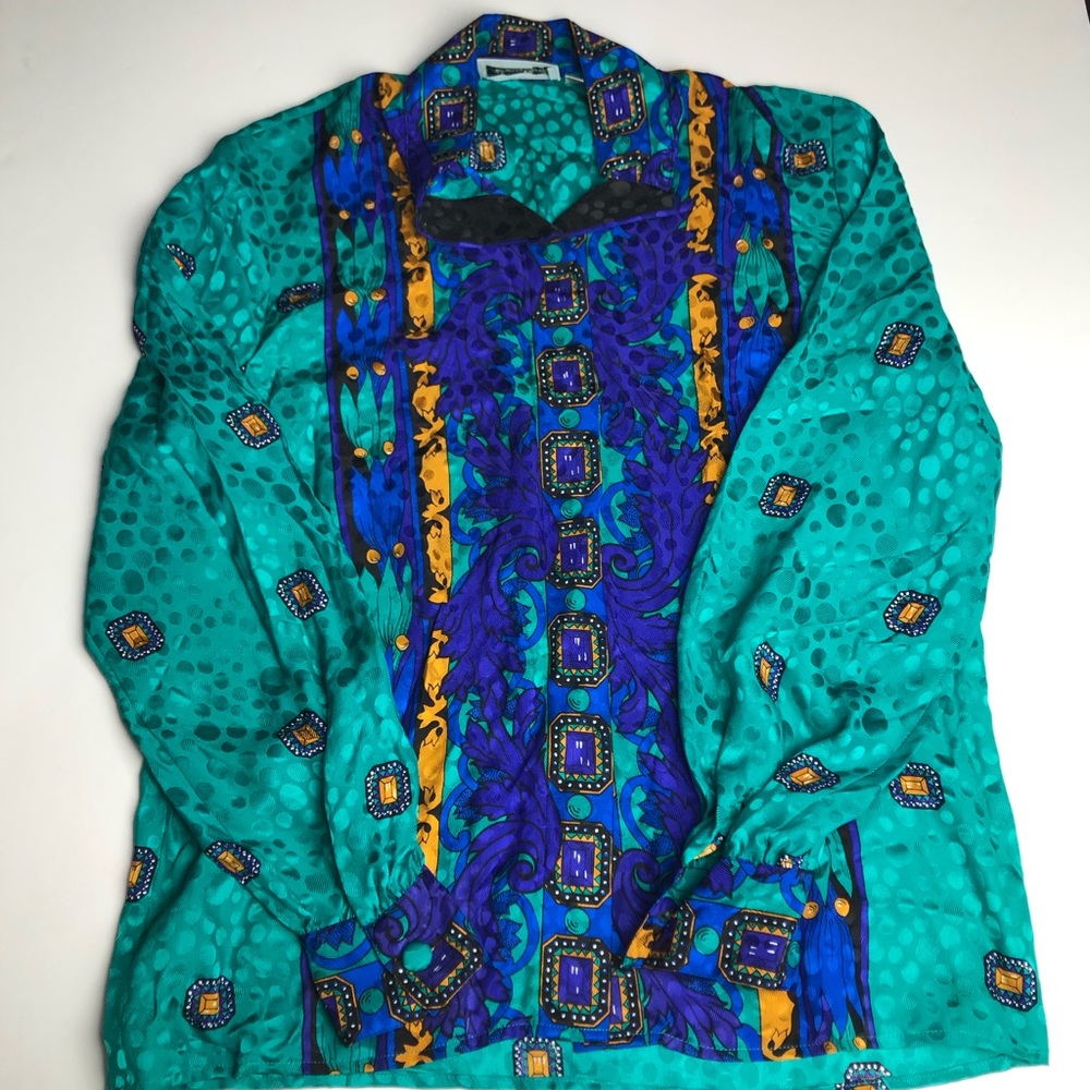 Vintage 100% Silk Blouse Adrianna Papell Size 6
